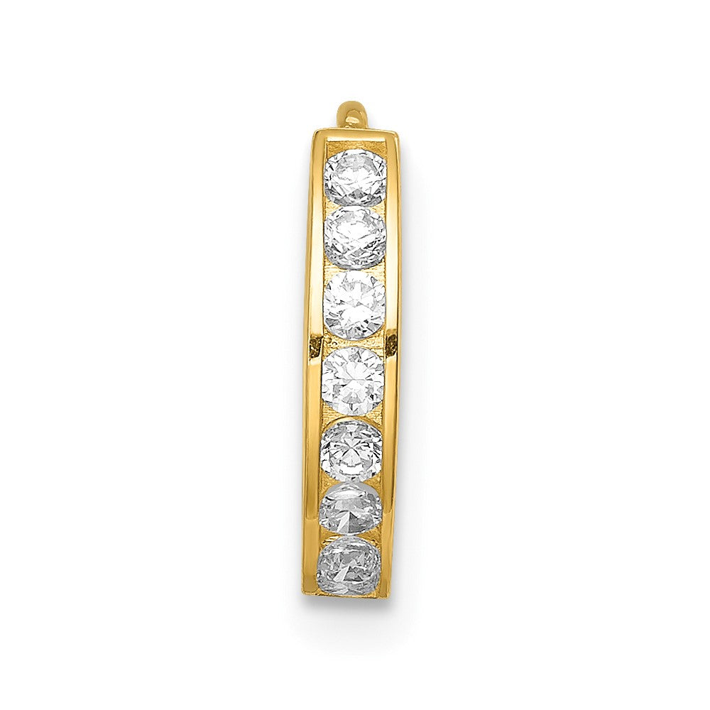 Single 14K CZ Hinged Hoop Earring
