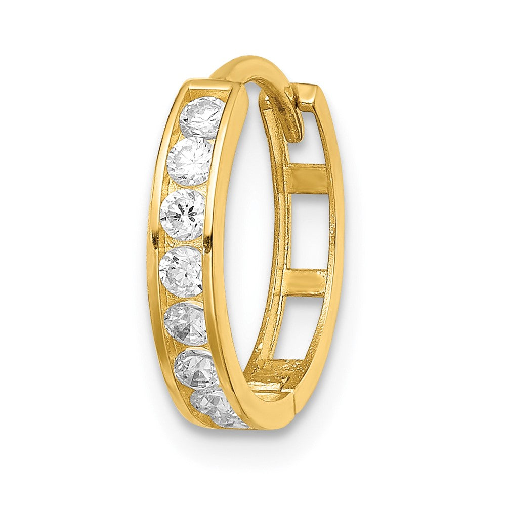 Single 14K CZ Hinged Hoop Earring