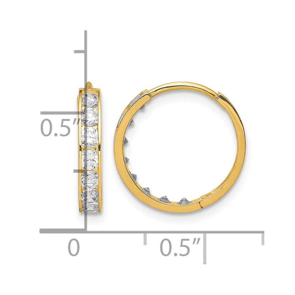 14K CZ Hinged Hoop Earrings