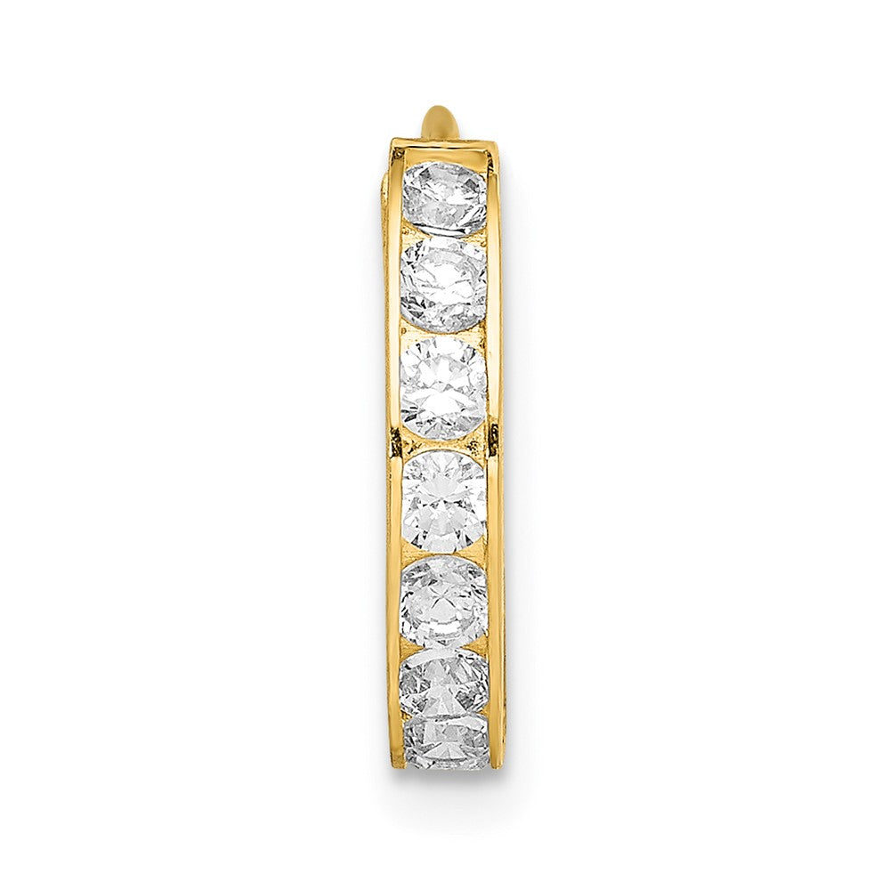 Single 14K CZ Hinged Hoop Earring