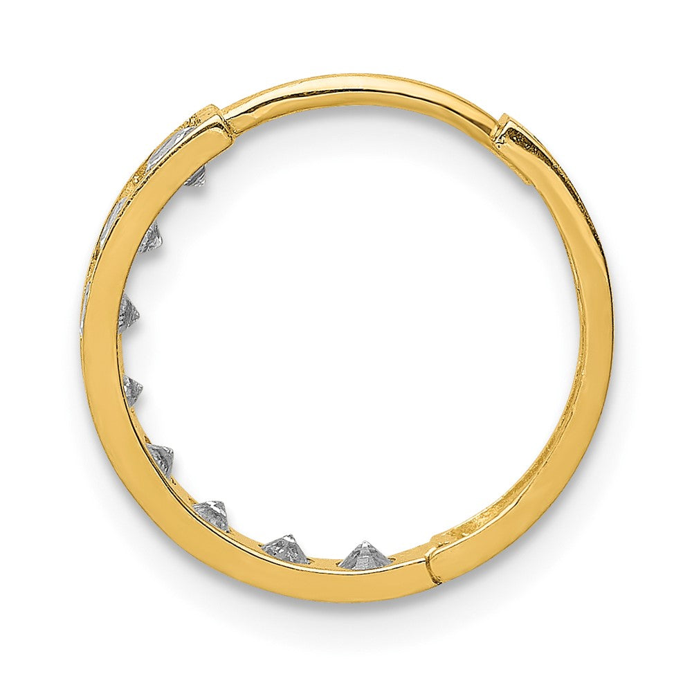 Single 14K CZ Hinged Hoop Earring