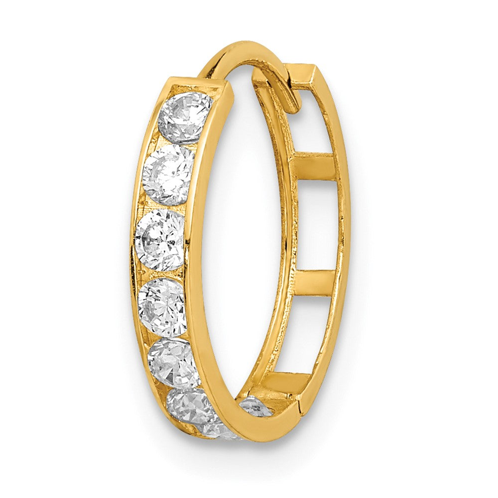 Single 14K CZ Hinged Hoop Earring