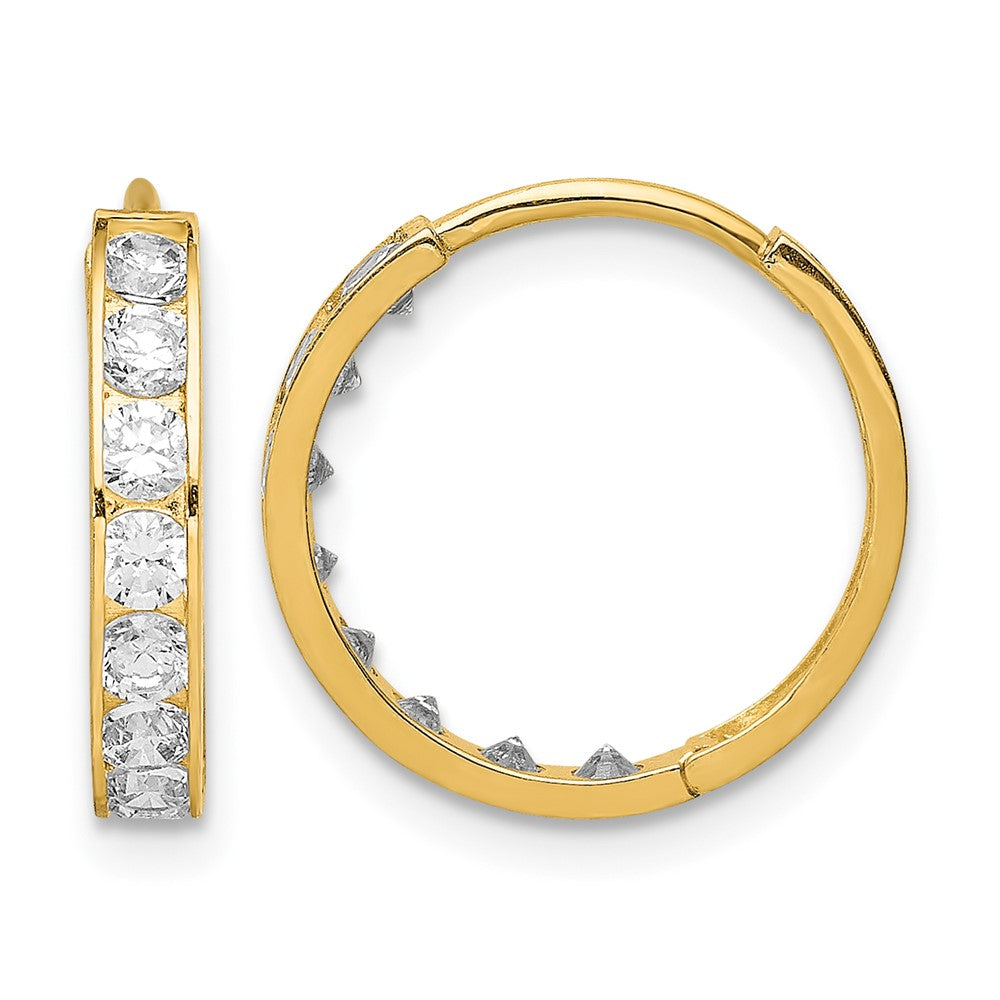14K CZ Hinged Hoop Earrings