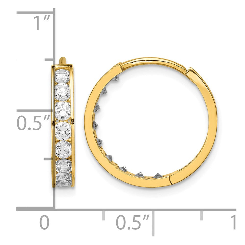14K CZ Hinged Hoop Earrings