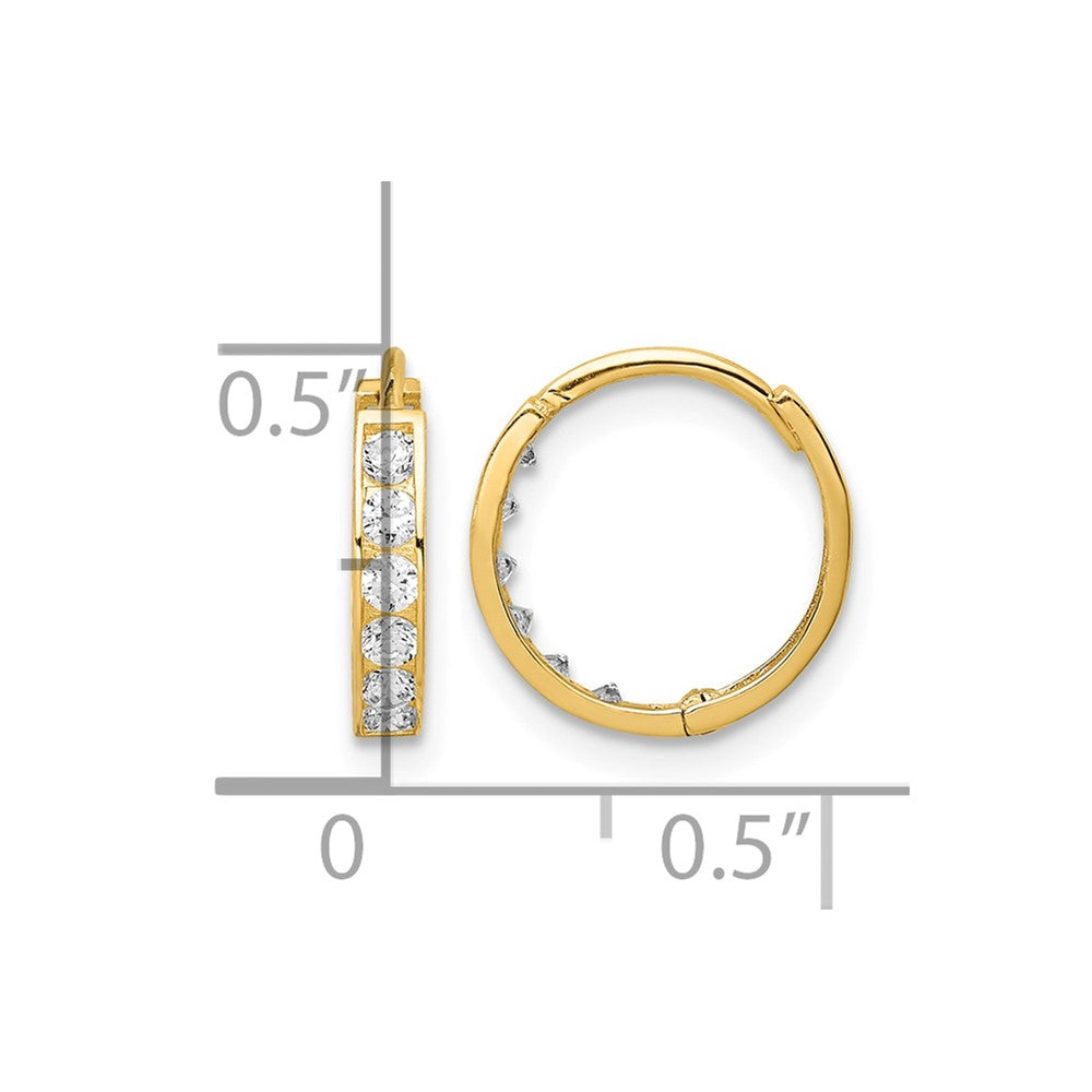 14K CZ Hinged Hoop Earrings