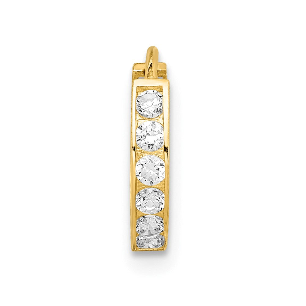 Single 14K CZ Hinged Hoop Earring