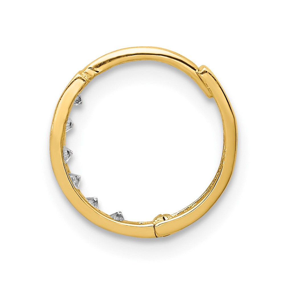 Single 14K CZ Hinged Hoop Earring