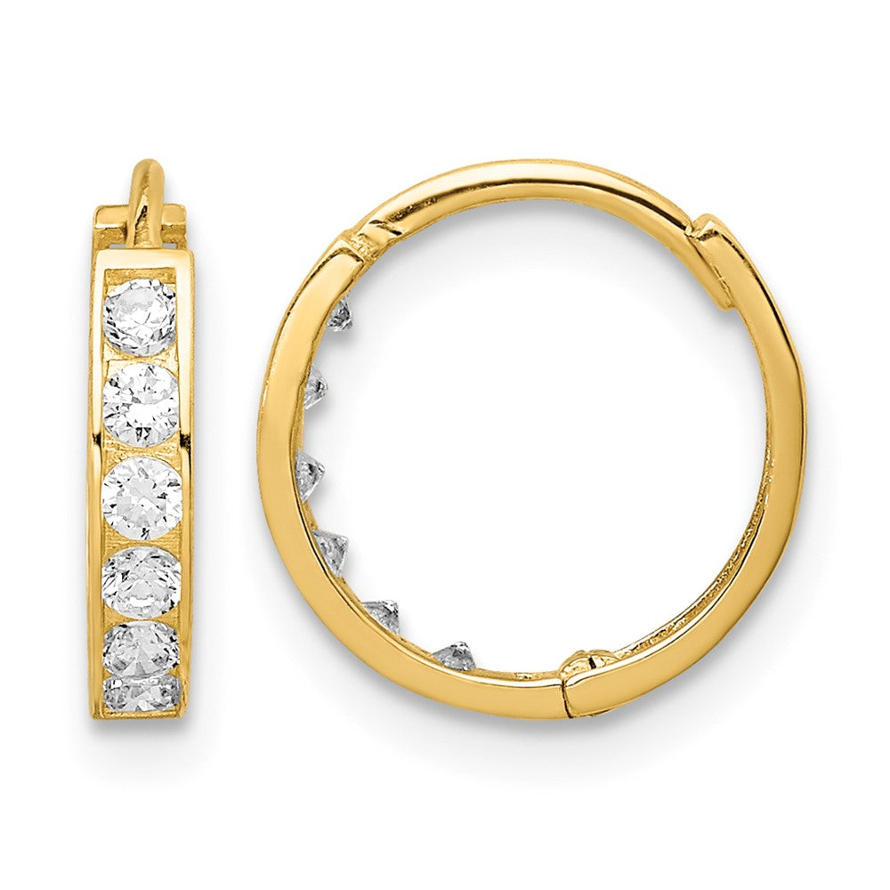 14K CZ Hinged Hoop Earrings