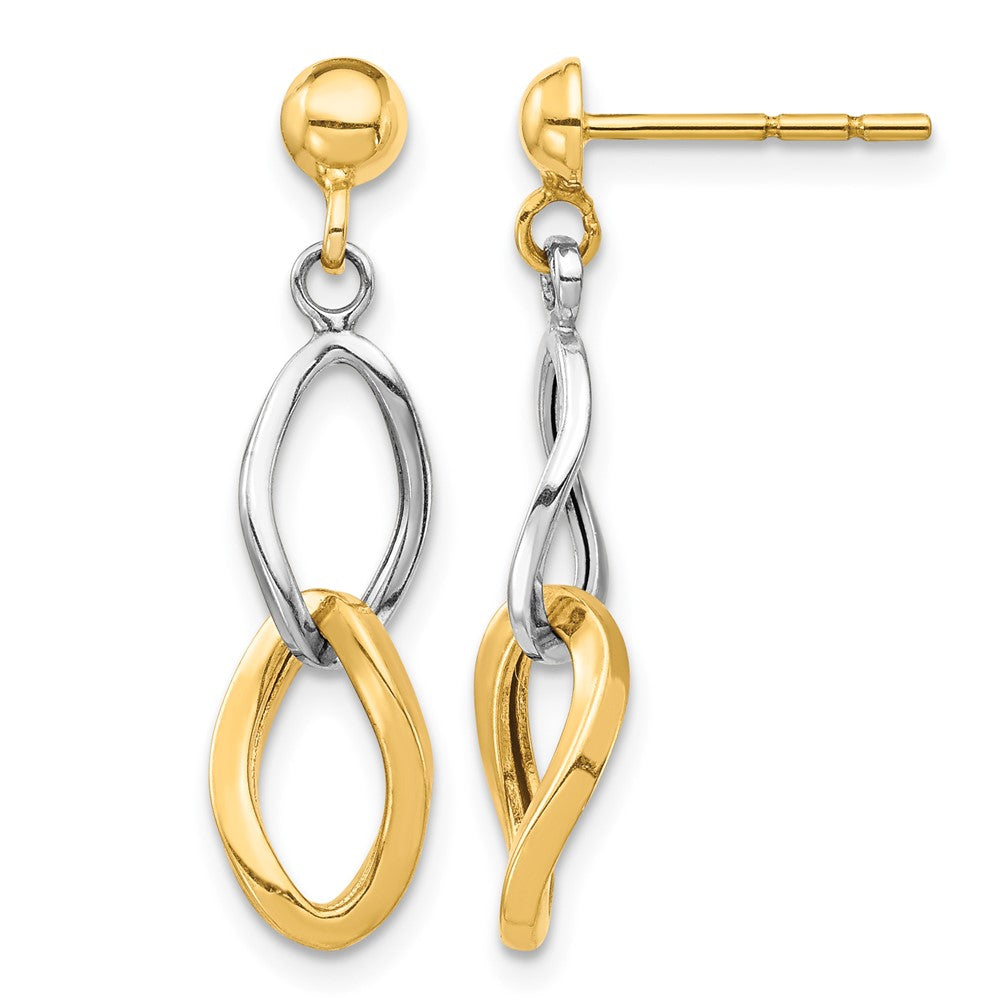 14K Two-tone Dangle Post Earrings