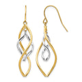 14K Two-tone Fancy Twisted Dangle Earrings