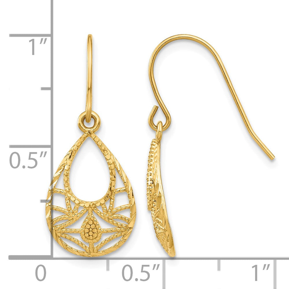 14K Diamond-cut Dangle Earrings