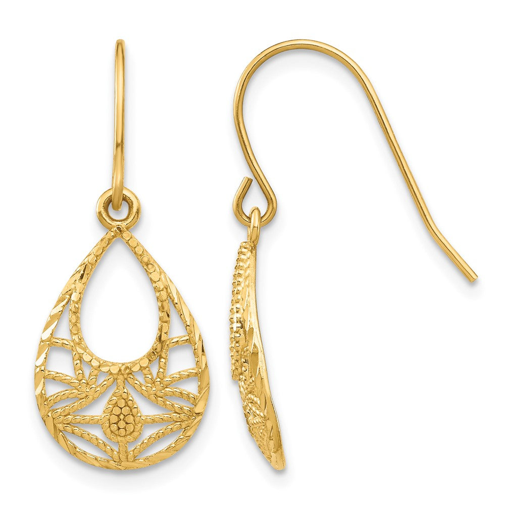14K Diamond-cut Dangle Earrings