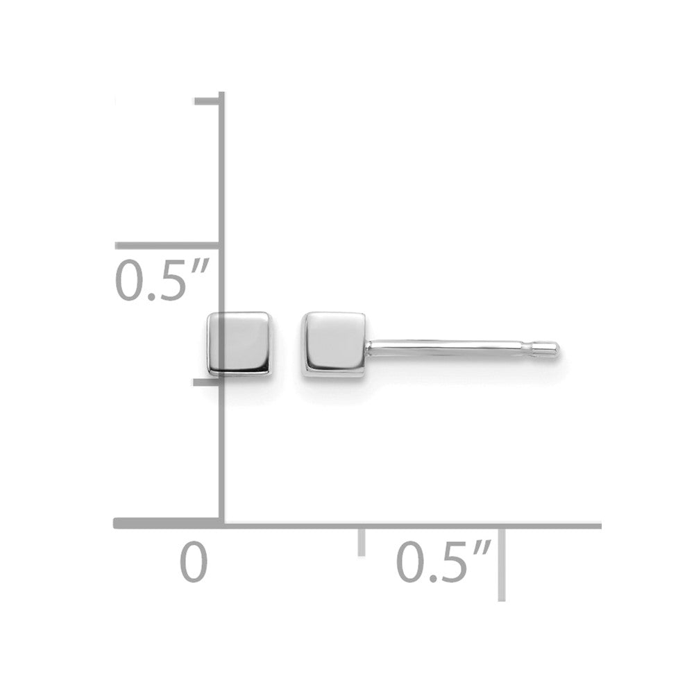 14K White Gold Square Stud Earrings