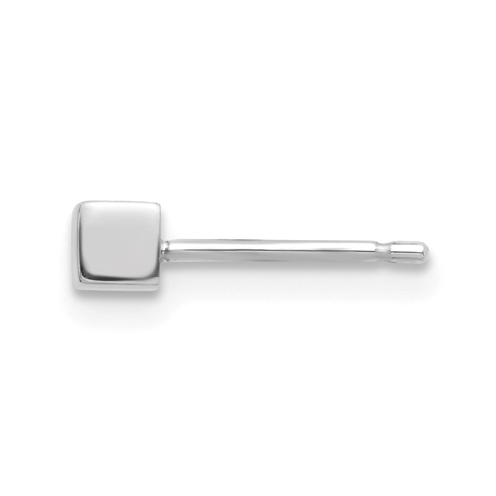Single 14K White Gold Square Stud Earring