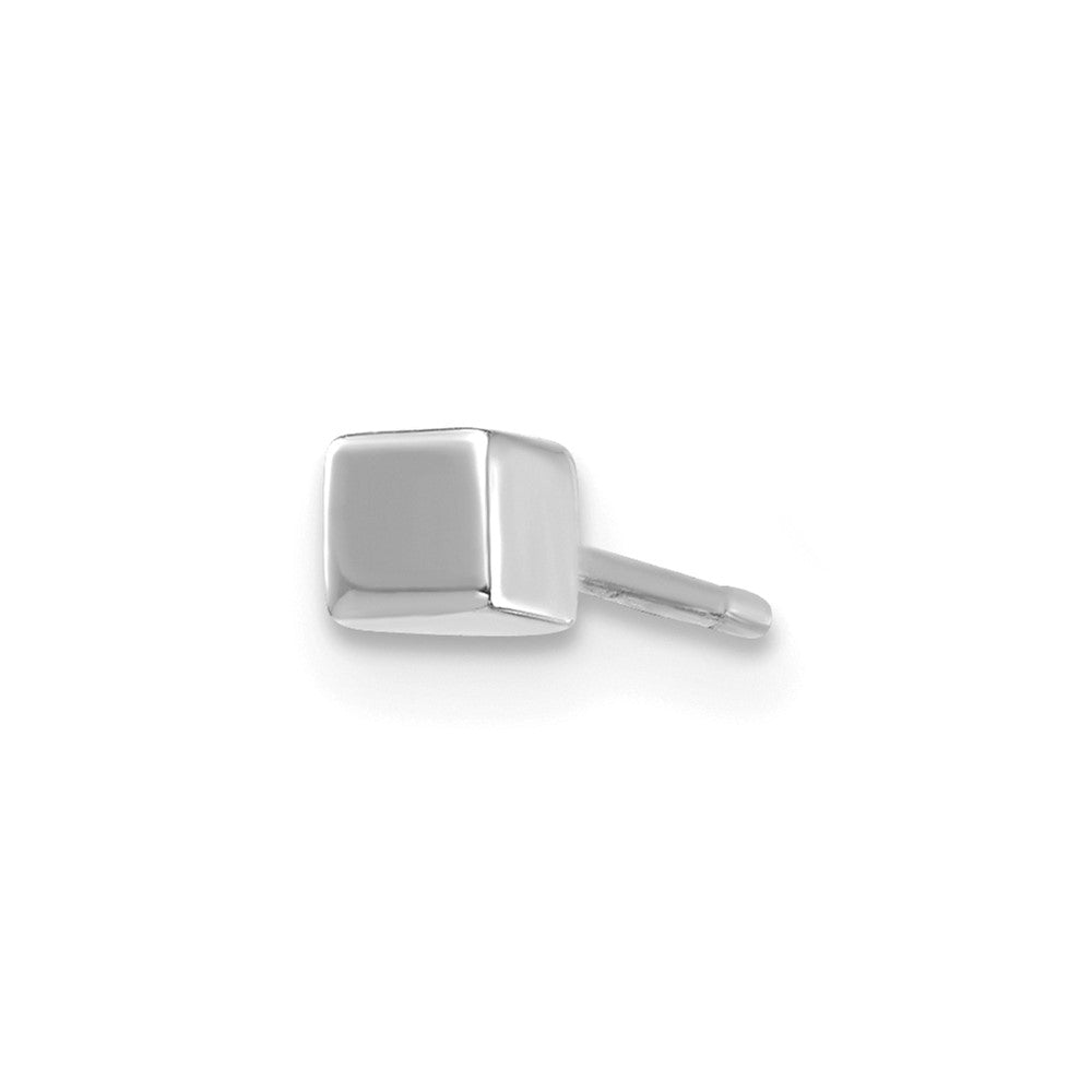 Single 14K White Gold Square Stud Earring