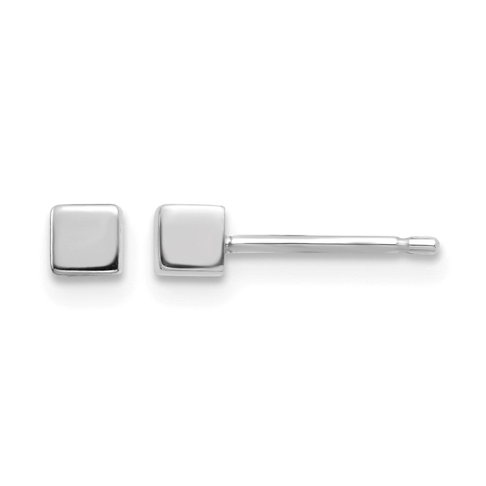 14K White Gold Square Stud Earrings