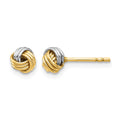 14K White Rhodium Love Knot Post Earring