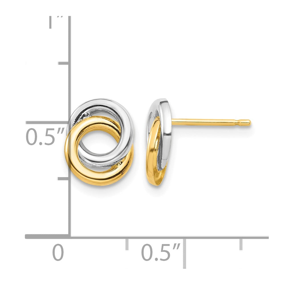 14k & White Rhodium Circles Post Earrings