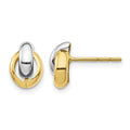 14k & White Rhodium Oval Post Earrings