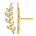 14K CZ Fern Ear Climber Earrings