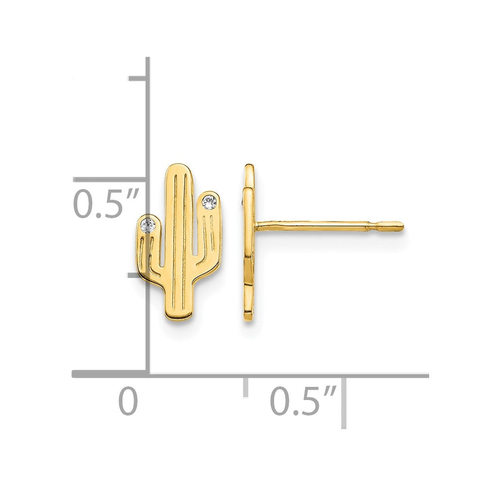 14K Cactus CZ Stud Earrings