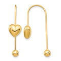 14K Puffed Heart w/Screw End Threader Earrings