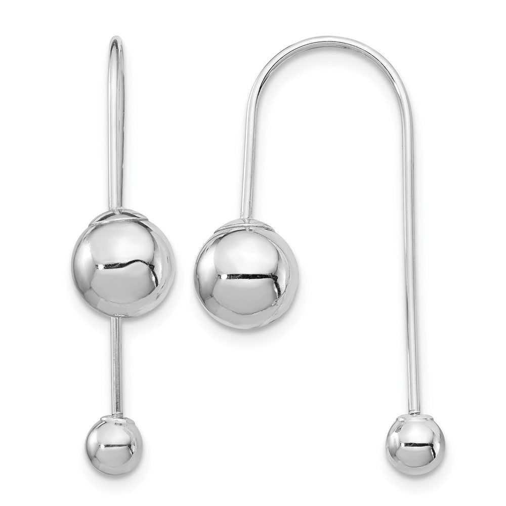 14K White Gold Bead w/Screw End Threader Earrings
