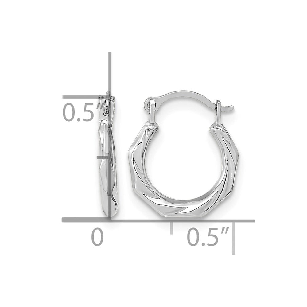 14K White Gold Polished Twist Hoop Earrings
