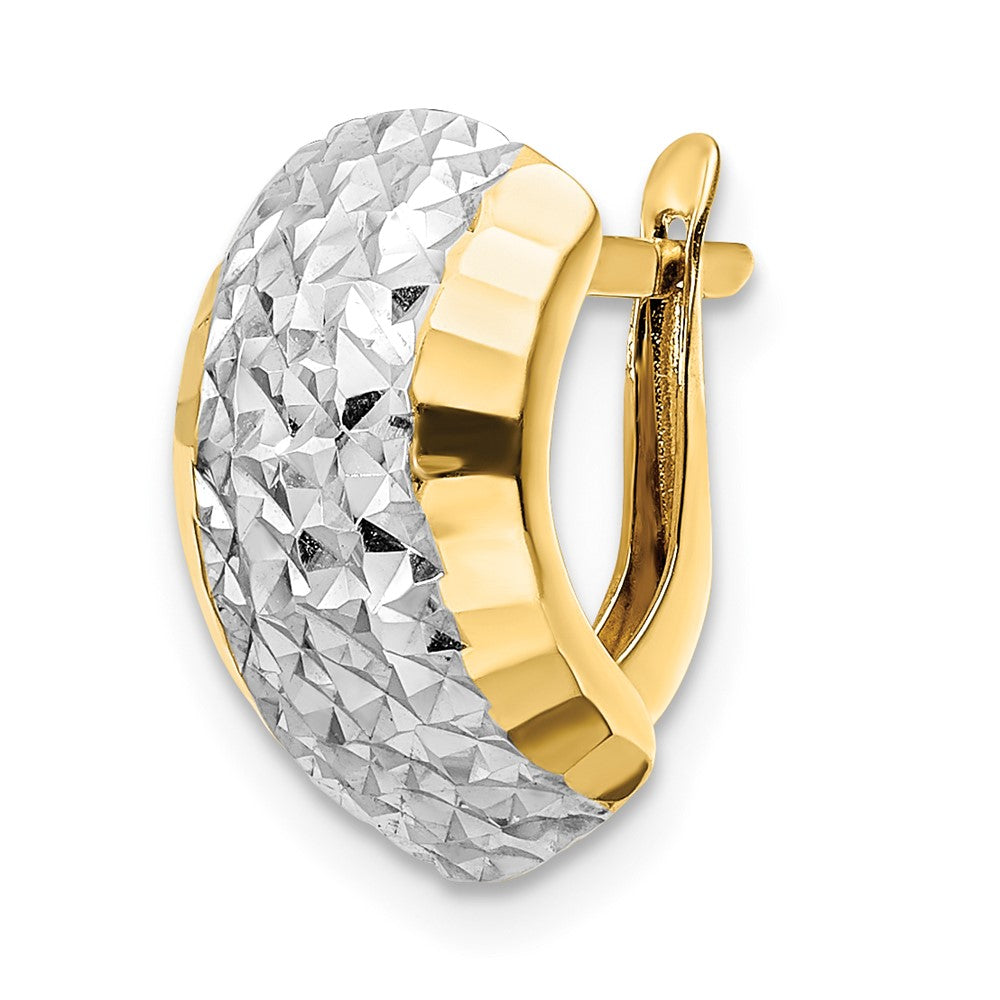 Single 14k w/ White Rhodium Diamond-cut Hinged Earring