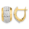 14k w/ White Rhodium Diamond-cut Hinged Earrings