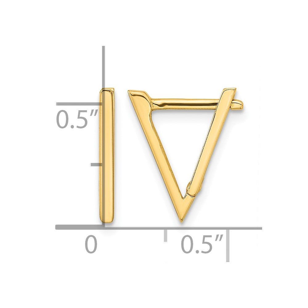 14K Polished Triangle Hoop Earrings
