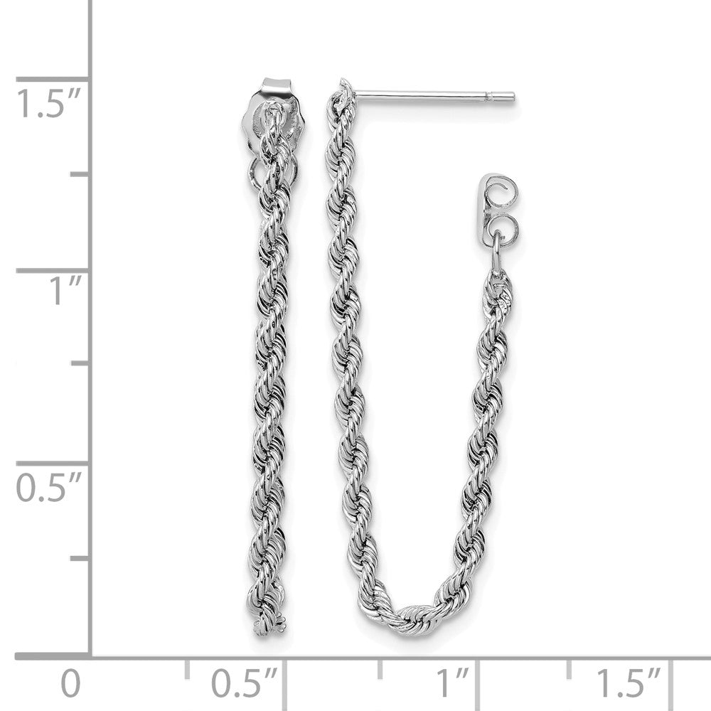 14k White Gold Polished Rope Dangle Earrings