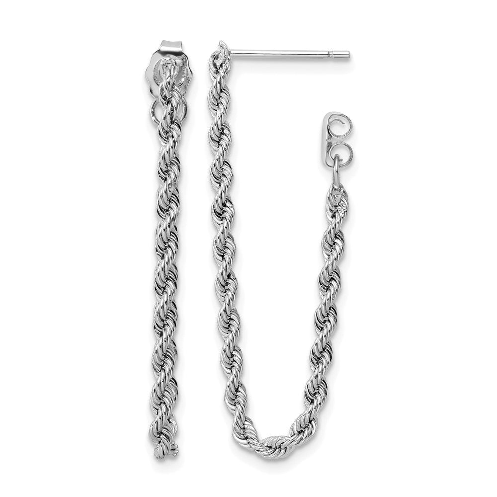 14k White Gold Polished Rope Dangle Earrings