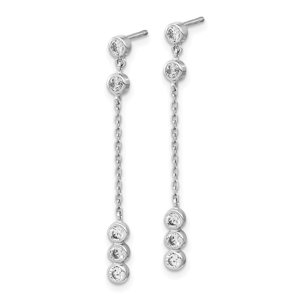 14K White Gold CZ Chain Link Dangle Earrings