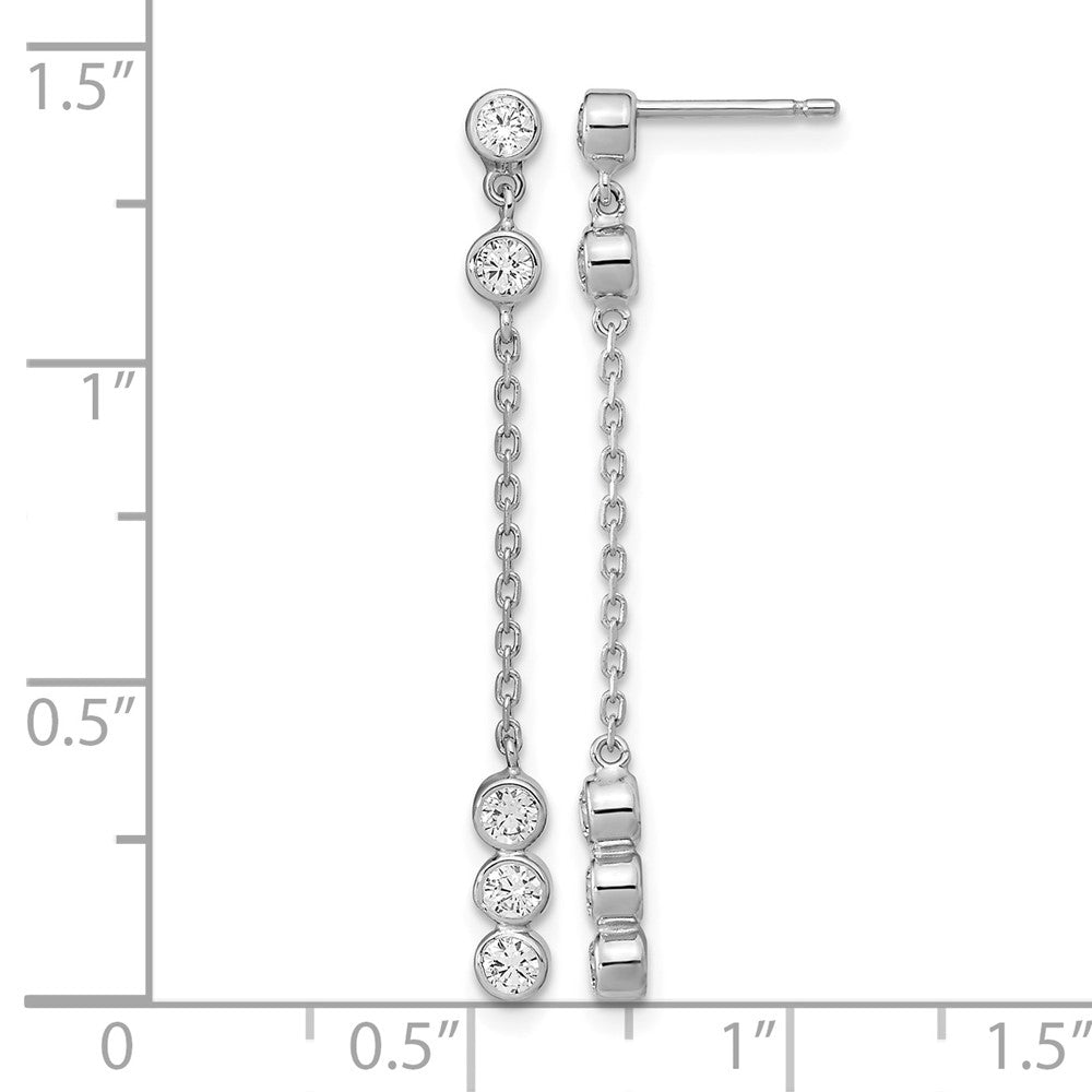 14K White Gold CZ Chain Link Dangle Earrings