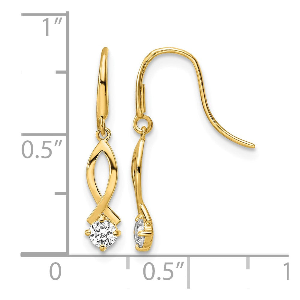 14k CZ Dangle Earrings