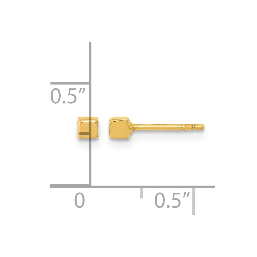 14K Polished Cube Post Earrings