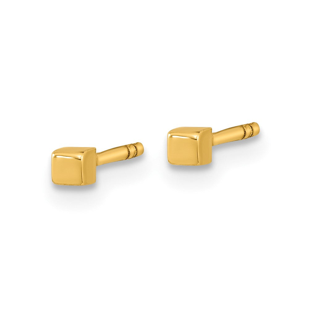 14K Polished Cube Post Earrings