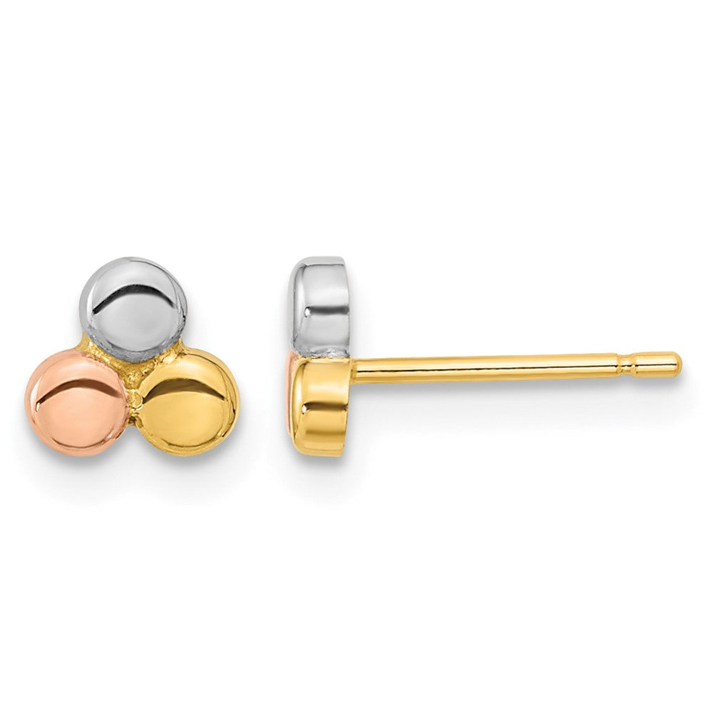 14K Tri-color Circle Post Earrings