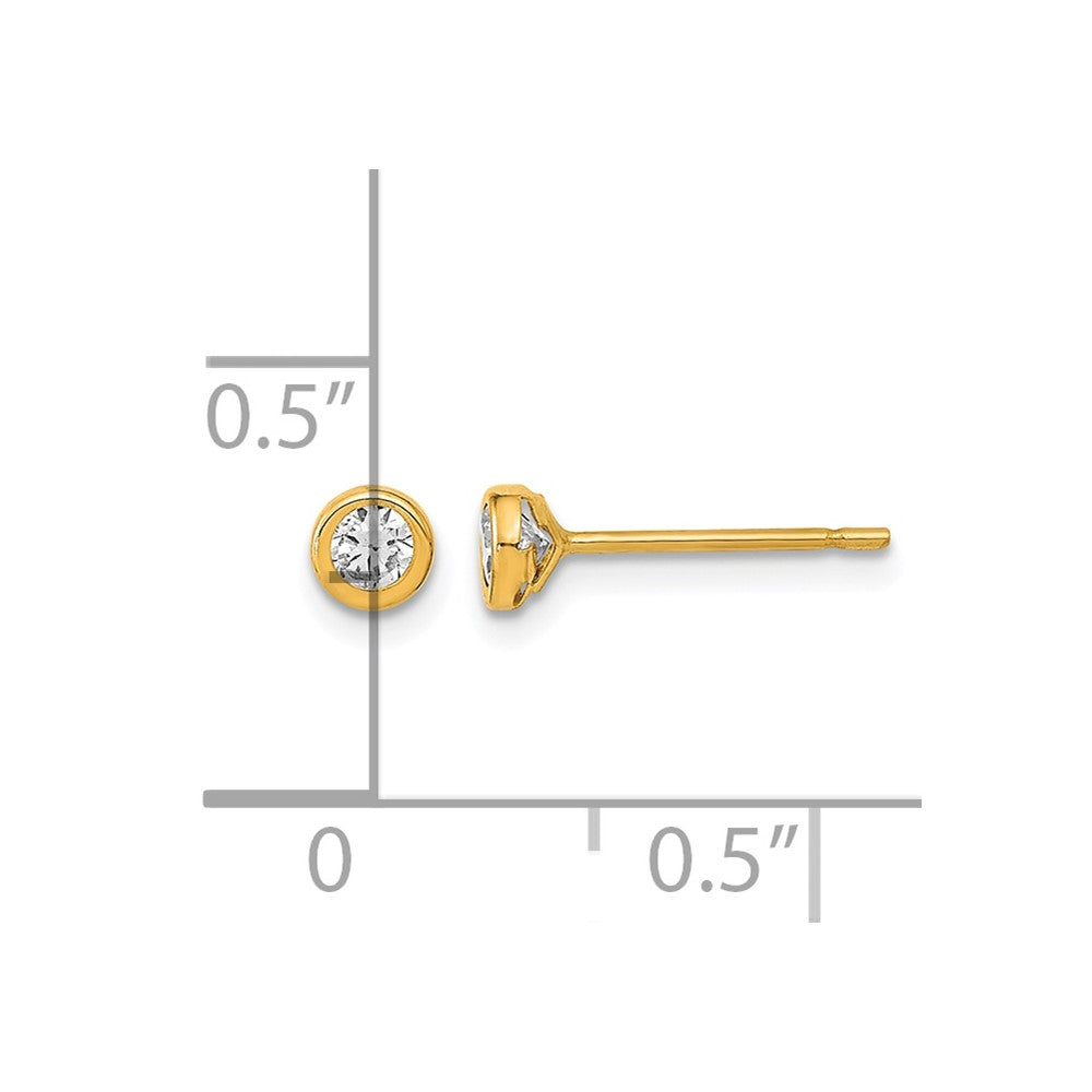 14K Polished Circle Bezel CZ Post Earrings