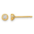 14K Polished Circle Bezel CZ Post Earrings