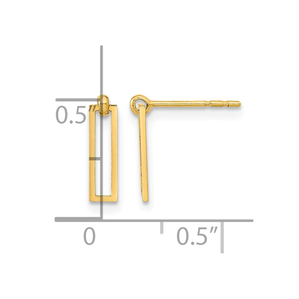 14K Polished Open Rectangle Dangle Post Earrings