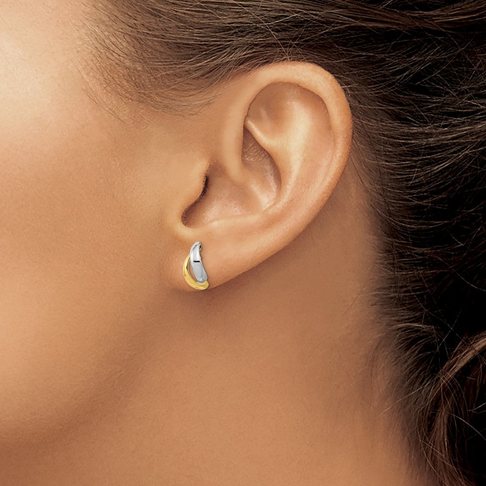 14K Gold White Rhodium Fancy Teardrop Post Earrings