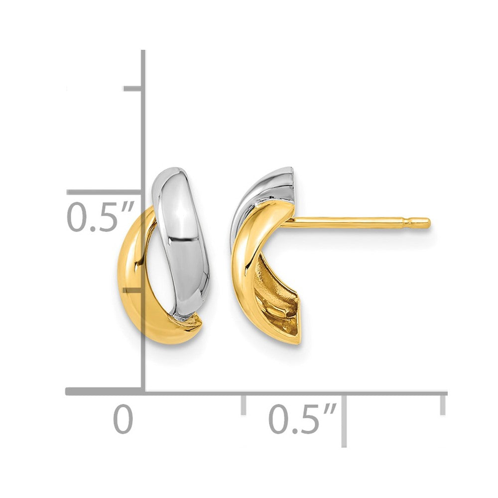 14K Gold White Rhodium Fancy Teardrop Post Earrings