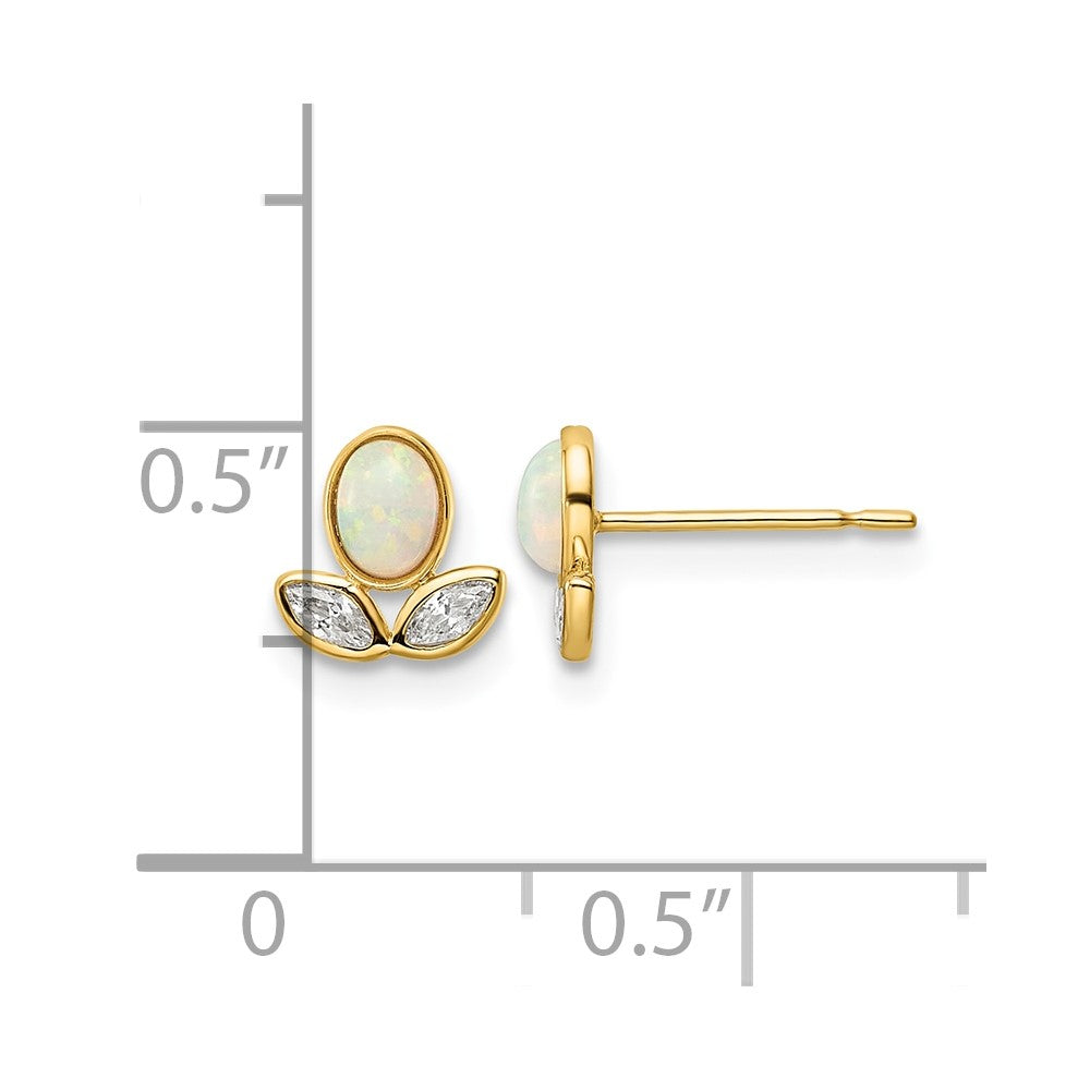 14k CZ & Created Opal Post Earrings