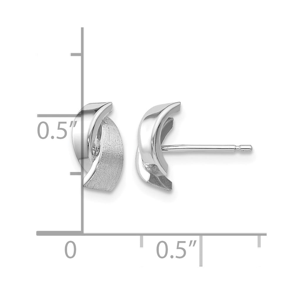 14k White Gold Polished & Satin Fancy Post Earrings