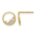14K Polished Open Circle CZ Post Earrings