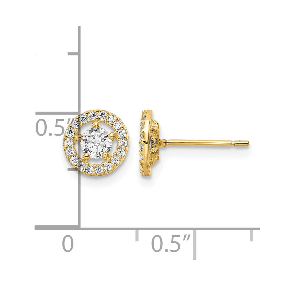 14k CZ Halo Stud Earrings