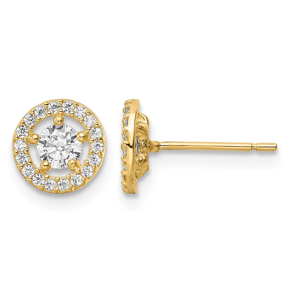 14k CZ Halo Stud Earrings