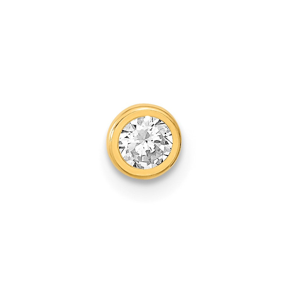Single 14K Polished Circle Bezel with CZ Post Earring